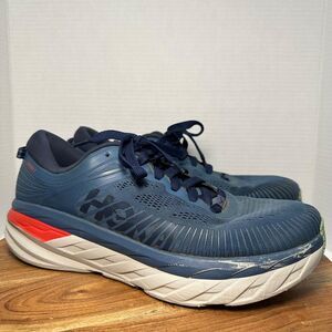 Hoka One One Mens Bondi 7 1110530 RTOS Blue Running Shoes Sneakers Size 12 2E